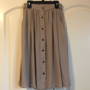 NATIONAL khaki midi skirt